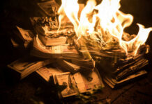 SantaCon Boss BUSTED—Mansions Built With Charity Cash… Burning stack of money in flames
