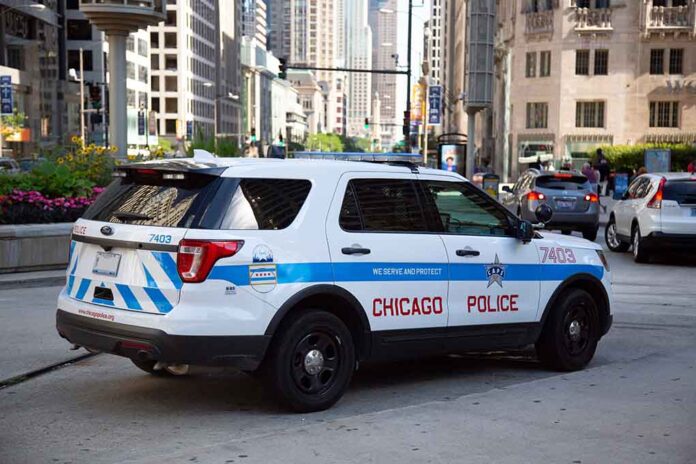 Chicago Police SUV parked on a city street.